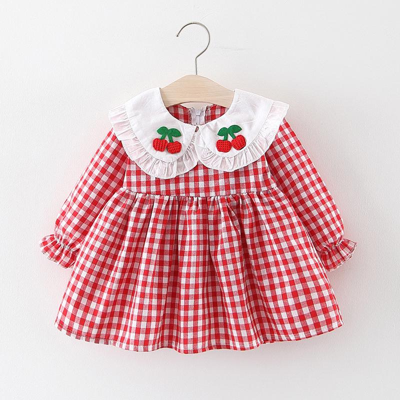 

Girl's Dresses Kids Baby Girls Toddler Cherry Grid For Spring Born Dress Long Sleeve DressGirl's, Albb520 yellow