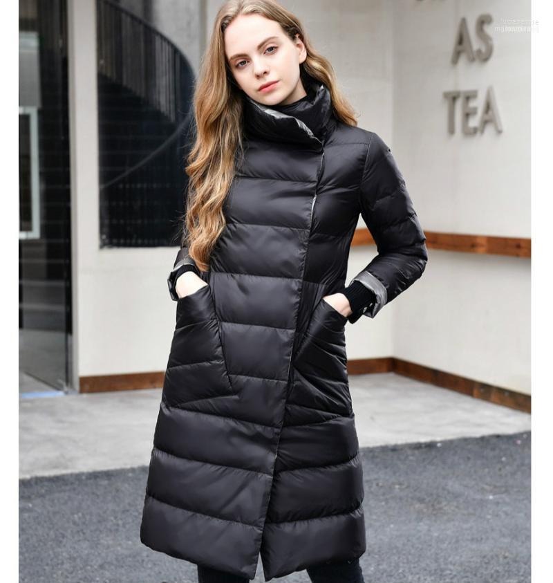 

Women Winter Coat Casaco Feminino Parkas Stand Collar White Duck Down Inner Light Long Jacket1 Luci22, Blue plaid