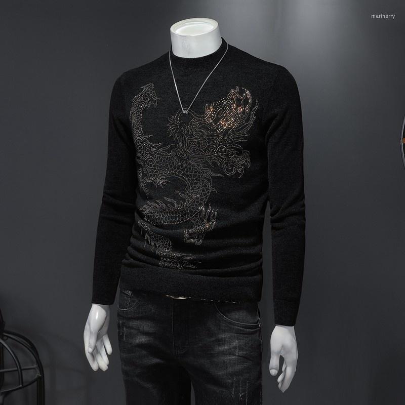 

Men's Sweaters Mens Short Slim Korean Style Fashion Diamonds Warm O-Neck Black 3D Print Spliced Casual Vintage Pullovers Mari22