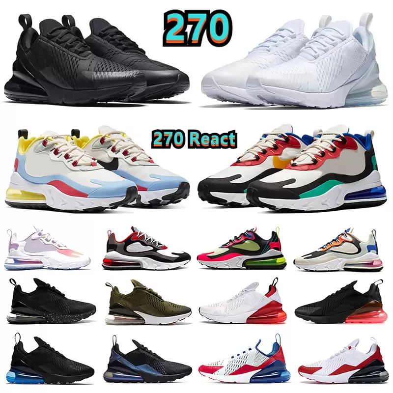 

270 270s mens running shoes react Bauhaus Blue Volt Optical UNC Anthracite Triple Black Core white Metallic Gold tiger Teal Hot Punch men women sports sneakers 36-45, A29 white anthracite 36-45