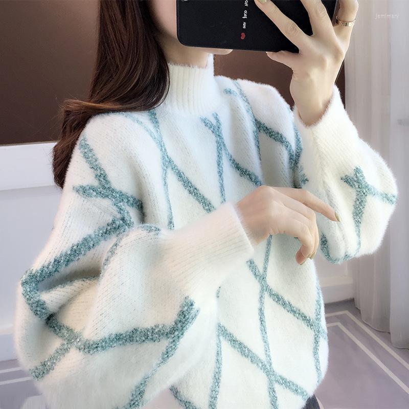 

Women's Sweaters Winter Warm Turtleneck Women's Solid Color Korean Fashion Casual Knitter Pullovers Harajuku SweatersWomen's Jemi22, Green