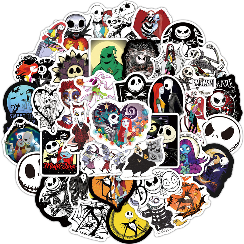 

50pcs The Nightmare Before Christmas Sticker Pack for Laptop Skateboard Motorcycle Decals, Multi colors