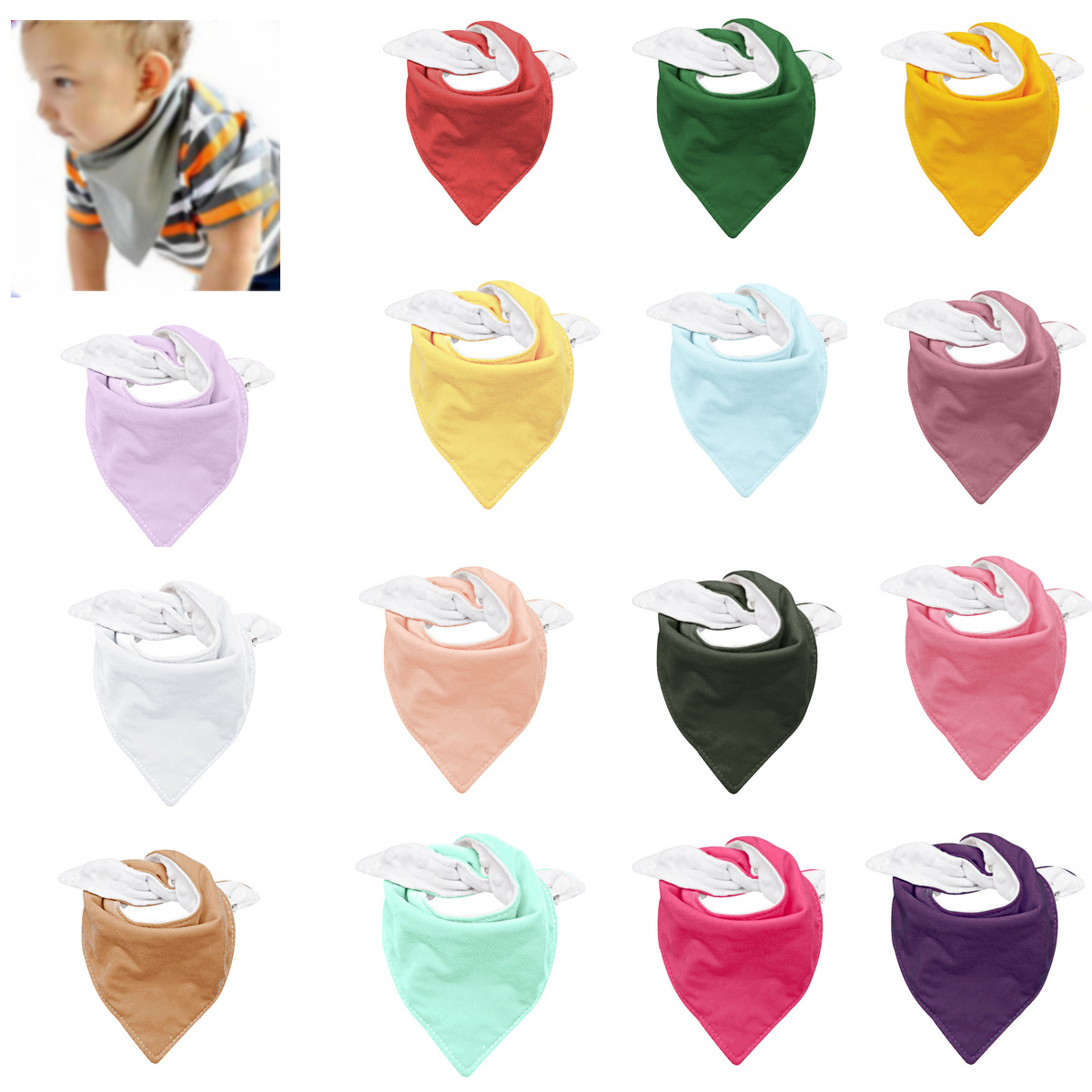 

Baby Bandana Bibs Solid Color 100% Organic Cotton Feeding for Drooling Teething Soft and Absorbent Burp Cloth