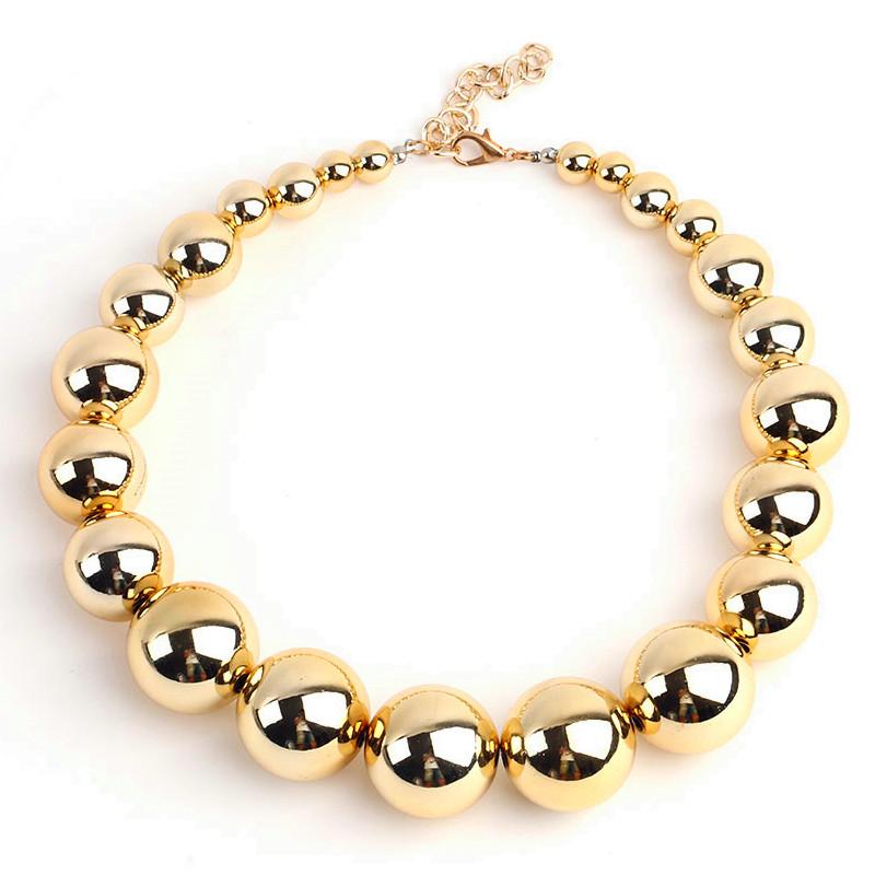 

Chokers FishSheep Statement Gold Color Big Ball Choker Necklace For Women Punk Acrylic CCB Beads Pendants Necklaces 2022 Jewelry