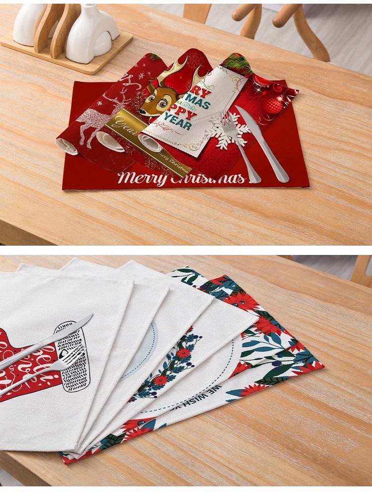 

Mats & Pads Merry Christmas Letter Non-Slip Insulation Placemat Dinner Cotton Linen Home Decor
