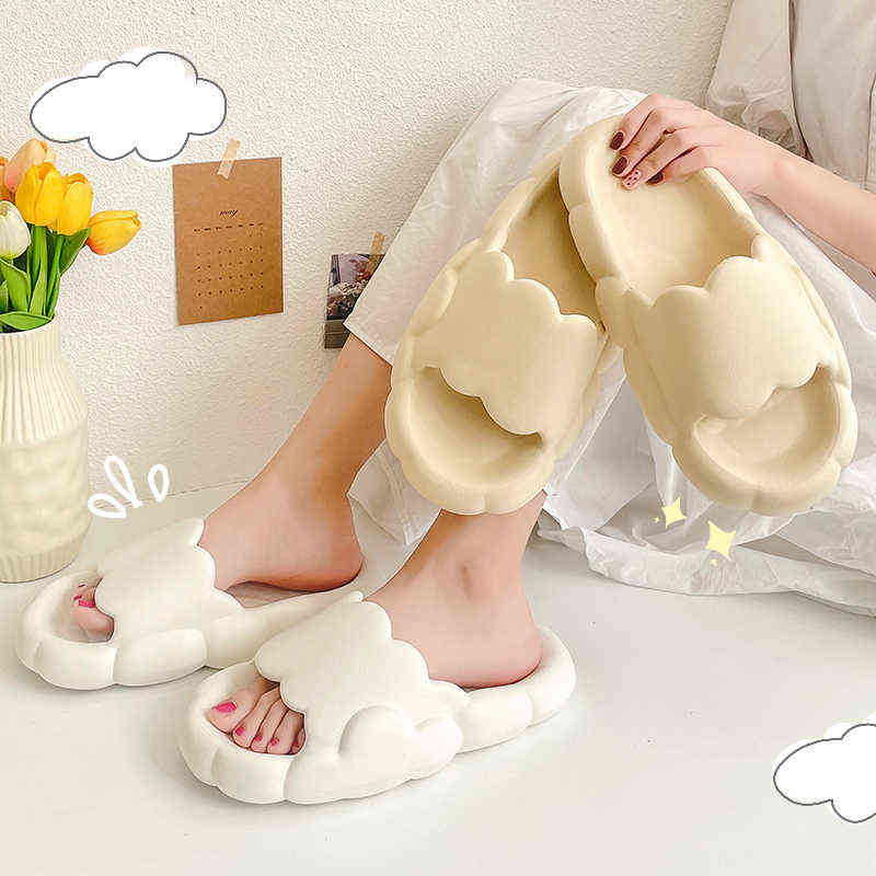 

2022 New Summer Women Sandals Slippers Cloud Design Thick Platform Beach Ladies Fashion Cozy Indoor Outdoor Home Slides Non-slip H220409, D-yellow