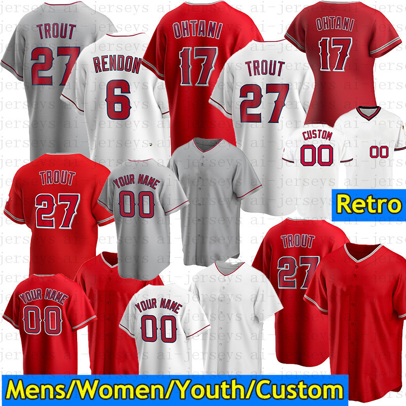 

Baseball Jersey 27 Trout 17 Ohtani 6 Anthony Rendon Marsh Upton 34 Noah Syndergaard Jack Mayfield David Fletcher Luis Rengifo Jo Adell Brandon, Retro