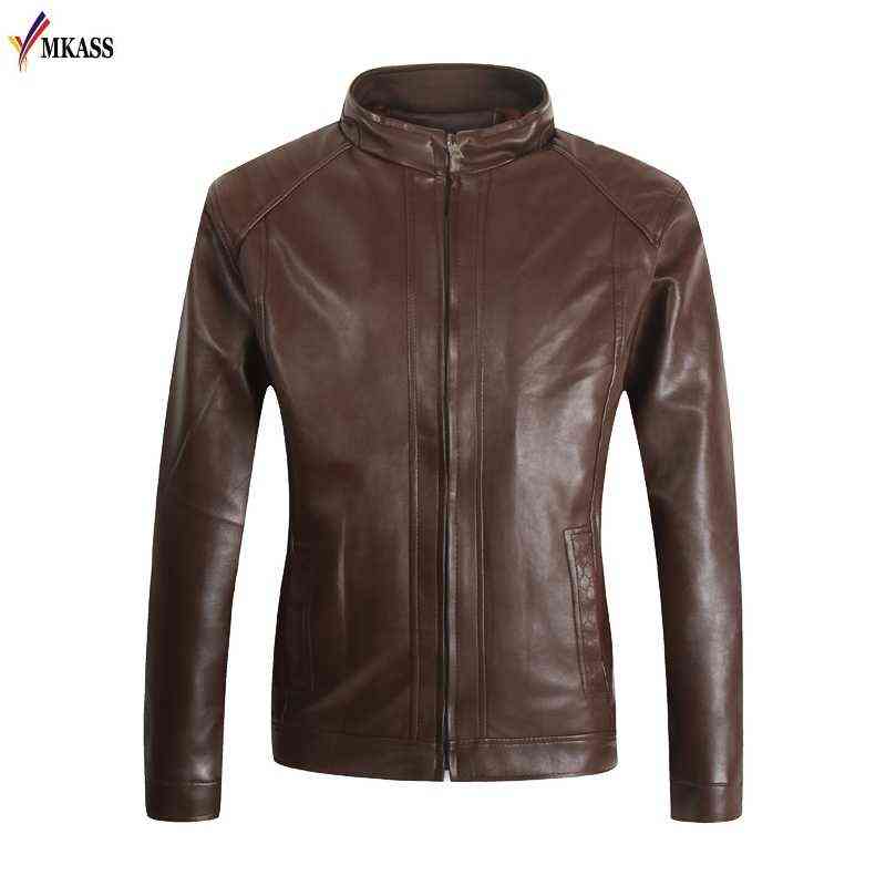 

Hot Men Autumn Classic Stand Collar Pilot Leather Jacket for Men PU Leather Coat Male M- Zipper Black Motorcycle Jacket T220728