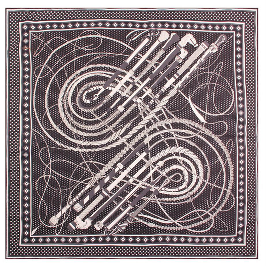 

Manual Hand Rolled Twill Silk Scarf Women Leather Whip Dots Printing Fashion Square Scarves Echarpes Foulards Femme Wrap Bandana H208q
