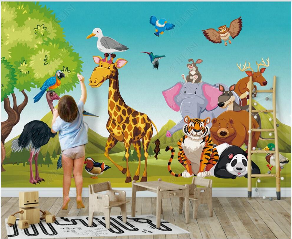 

custom photo mural wallpaper 3d on the wall Cute cartoon forest animals in children's room home decor living room wallpapers for walls in rolls 3D, Non-woven wallpaper