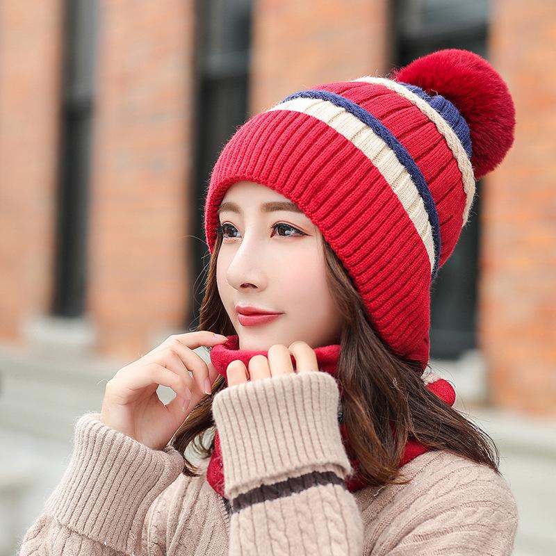 

Beanie/Skull Caps Hat Fashion All-match Knitted Wool Winter Plus Velvet Thick Bib Suit Outdoor Cold-proof Cycling HatBeanie/Skull