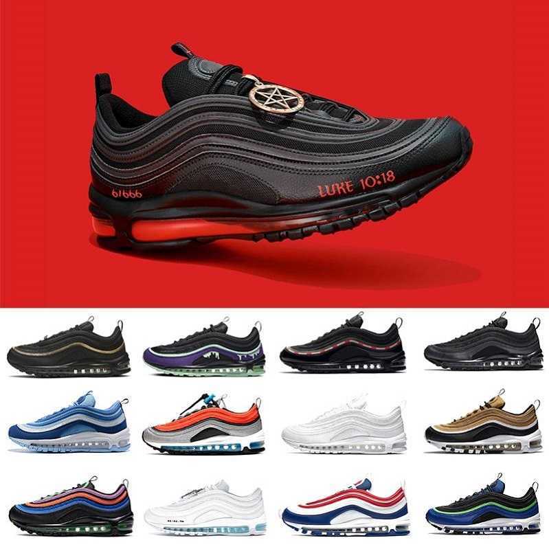

2022 Mschf Lil Nas x Satan Luke inri jesus mens running shoes fashion Halloween triple black white gold University Red undefeated men women, Box