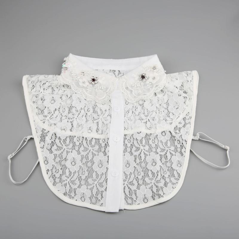 

Women's Blouses & Shirts Embroidered Shirt Detachable Fashion Sweater False Collar Super Embroidery Exaggerated Rose Hollow Flower Jacket Ne, As pic