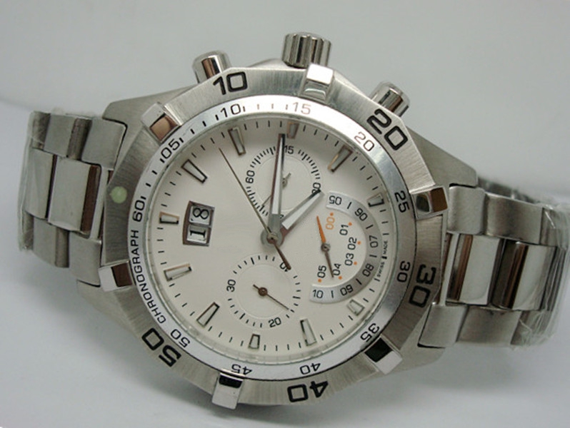 Top quality Male watch new fashion Automatic watches for Man White face Stainless Steel Band Mens wristwatch T006-image-761840594