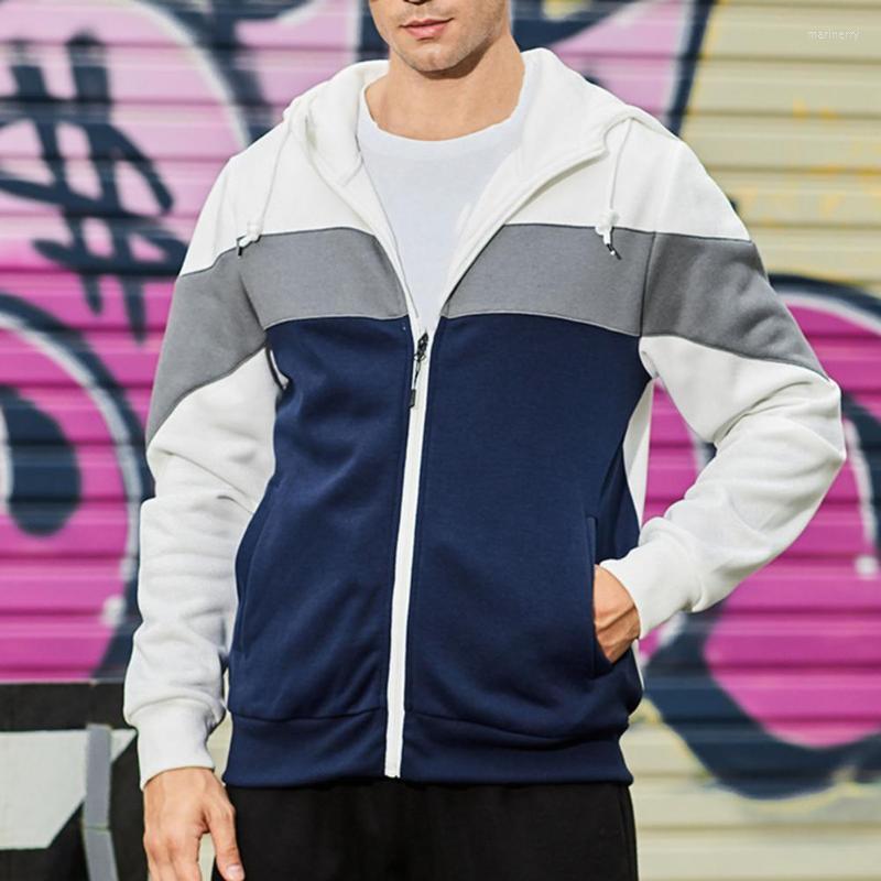 

Men's Sweaters Trendy Hoodie Coat Contrast Color Long Sleeve Warm Breathable Men JacketMen's Mari22, Blue
