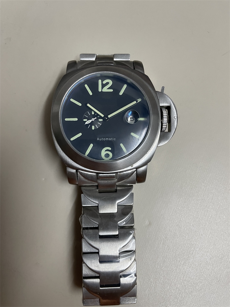 Top quality Man watch Casual style Mechanical Automatic Movement Stainless Steel Band MENS wristwatch black dial PAM02-image-761976016