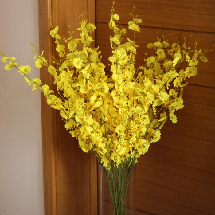 

Decorative Flowers & Wreaths Living Room Decorated With Yellow Oncidium Artificial Dried Flower Plants Home Decor Wedding Decoration Party, Green