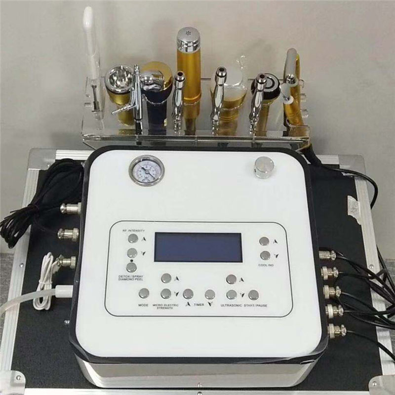 Portable 10in1 Diamond Microdermabrasion Masotherapy Needle Free Injector Electroporation Galvanic Skin Care RF Ultrasound Oxygen Jet Peeling Fac