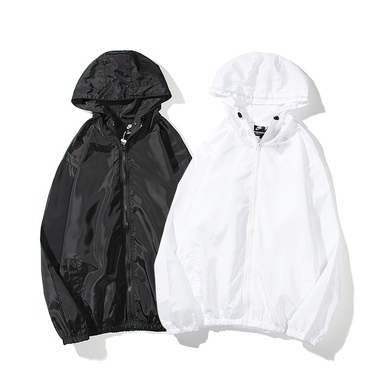 

spring and summer thin jacket fashion NKlogo brand coat outdoor sun proof windbreaker Sunscreen clothing Waterproof jackets Polyester fabric, Black