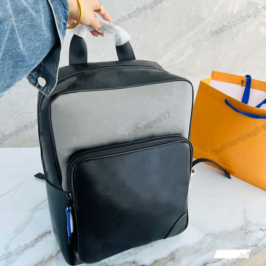 

2022SS Fashion Designers Dean Backpack Black Colorblock Navy Blue Words Embossed Monograms leather Bag with Zipped Front pocket Mens Luxurys Travel Bags M59924