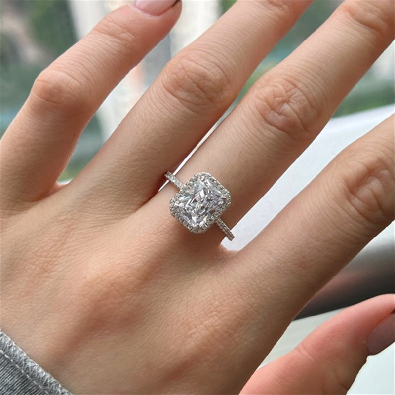 

Luxury Fashion love designer ring Wedding Rings Classic Square 5A Cubic Zirconia ring for woman With Box Engagement Propose Diamond jewelry Friend Gift Size 5-9
