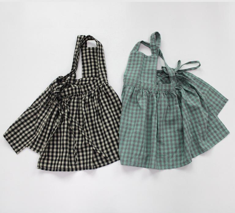 

Girl's Dresses Korean Style Kids Clothes 2022 Autumn Baby Girls Plaid Suspenders Children Match Accessiory ApronGirl's, Black
