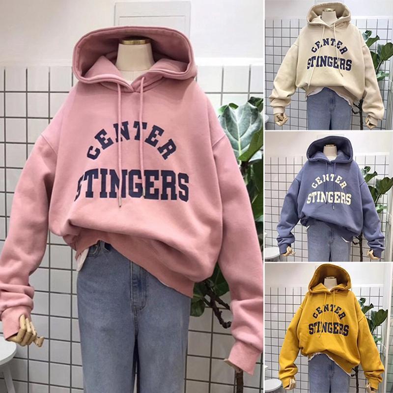 

Ladies Casual Letter Print Hoodie Harajuku Pullover Kawaii Korean Women's Hoodies & Sweatshirts, Blue