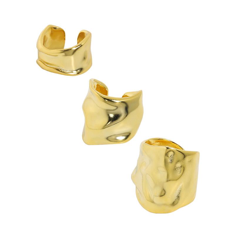 

Clip-on & Screw Back SHANICE 1PC (No Pierced) 925 Sterling Silver Irregular Geometric Ear-bone Cuff CLIP Earrings Concave-convex Surface