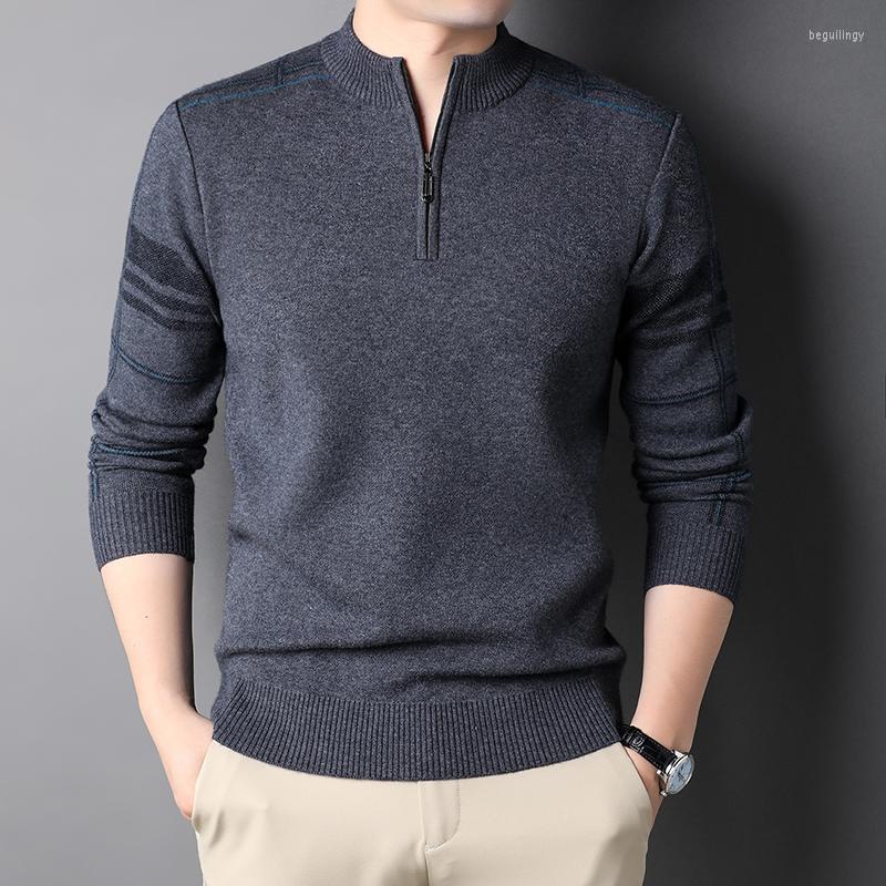

Men's Sweaters Cardigan Winter Thick Knit Sweater Middle-aged Dad Wear Casual Half Zipper Warm Top Begu22, As pic