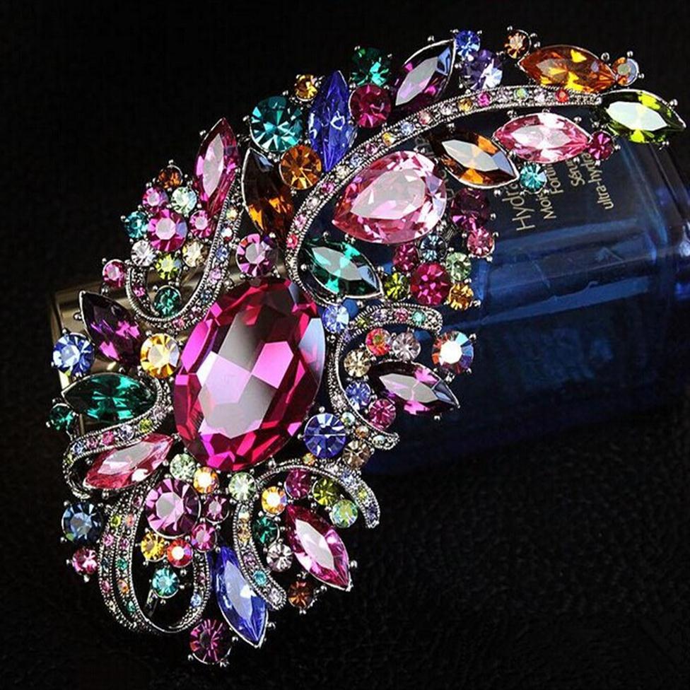 

Extra Large Designer Luxury Brooch Multicolored Crystal Diamond Diamante Wedding Brooch2492