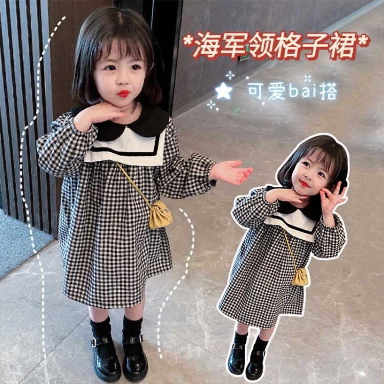 

Clothing Sets 2021 spring and autumn clothes girls navy collar, Black