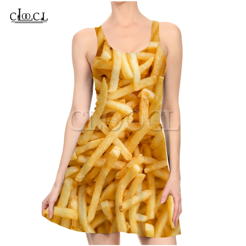 

Delicious French Fries Ladies Dress Fashion 3D Print Colorful Dresses Sexy Women Slim Dress Beach Summer 220617, Dress women