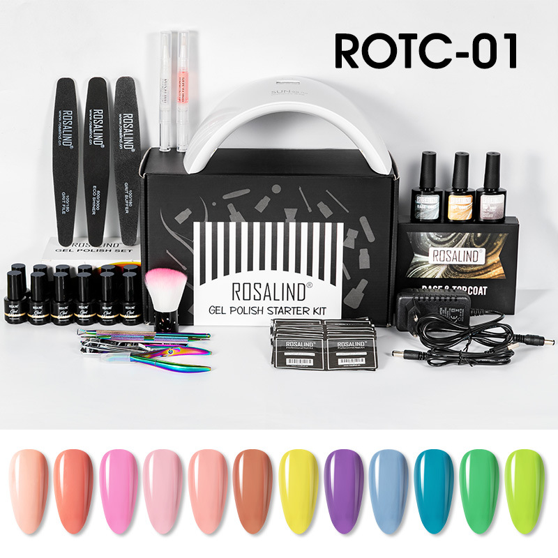 ROSALIND grand Kit de Gel de manucure professionnel Extension d'ongle Art Poly Gels pour ongles tremper les ongles Design Base haut Semi Permanen