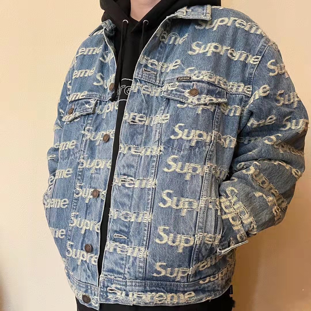 

SUPREME Mens Jackets Denim Jeans Designer Jacket Man Coat Spring Autumn Windbreaker Long Sleeves With Letters Budge Fashion Jacket Clothing -XL, Blue
