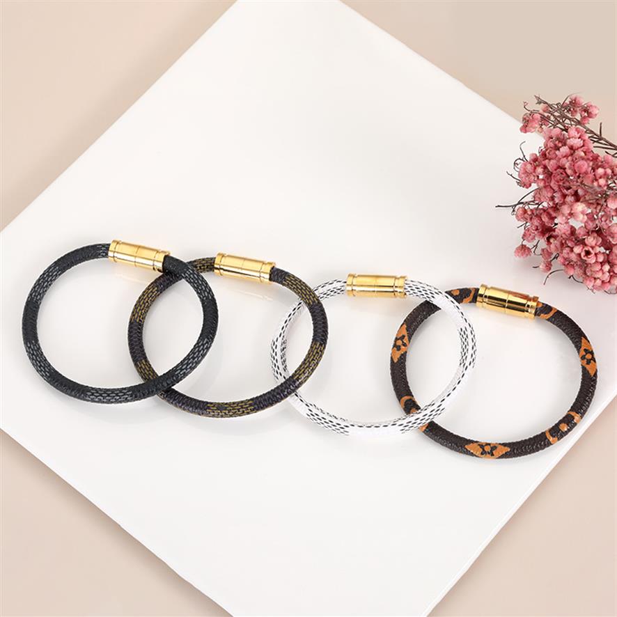 

Leather Striped Bracelet Designer Bangle Magnetic Buckle Bracelets Luxury Charm Jewelry Womens Men Stainless steel Three-layer vac249n