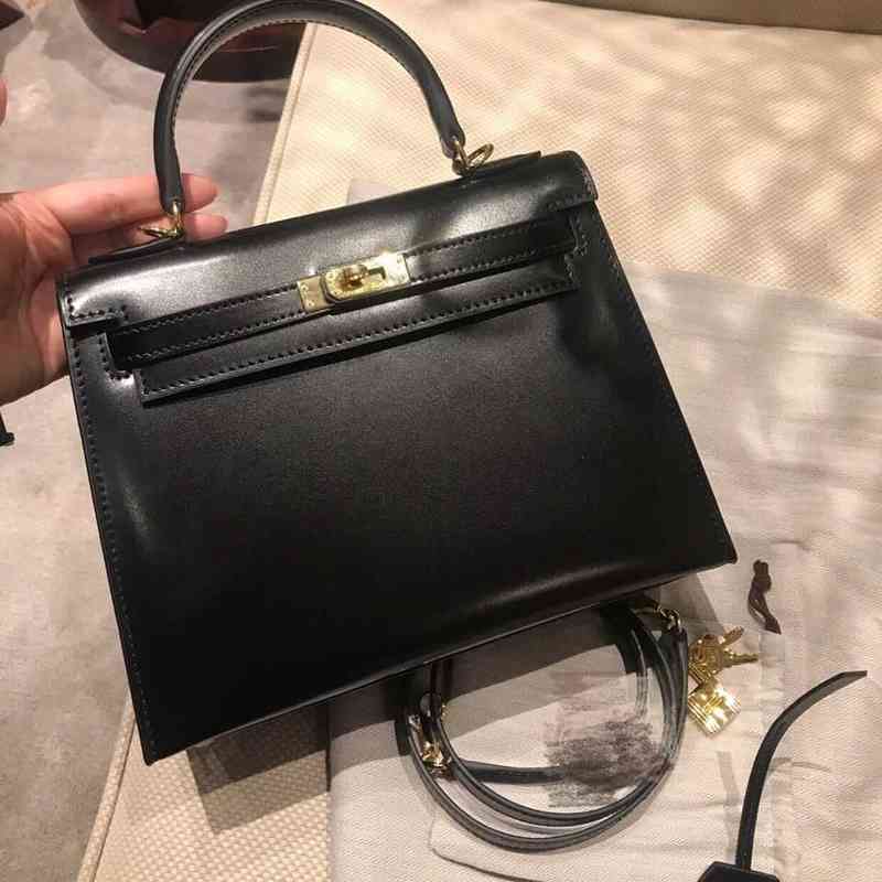 

Herme Kelly28 Bag box black gold bag box leather, Sky blue