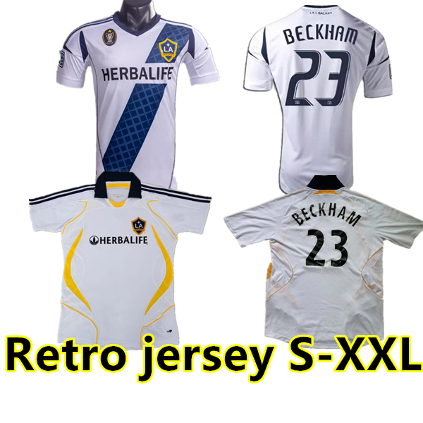 

2007 2012 RETRO LA Galaxy soccer jerseys 07 12 home white Los Angeles Football shirt Vintage Thailand Quality Classic uniforms #23 Beckham Keane Donovan Magge Juninho, 2007 home