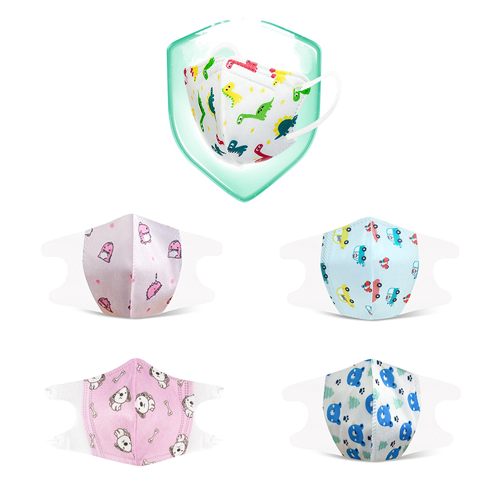 

3D Disposable Face Masks Breathable Cartoon Pattern 3-Ply Non-Woven Cup Dust Masks with Elastic Earloop for Boys Girls Kids Party Daily Use