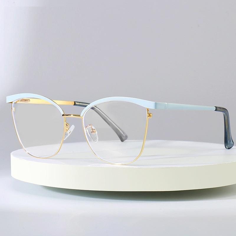 

Sunglasses Metal Eyebrow Anti-Blue Light Glasses Ladies Literary Frame Prescription GlassesSunglasses