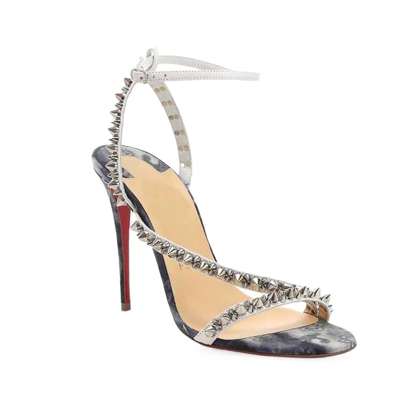 

New Summer Women Sole Stiletto Sandals Shoe Red Bottoms Spiked high heels Mafaldina Spike Denim Sandals,Genuine leather with rivets open toe thin heel pumps