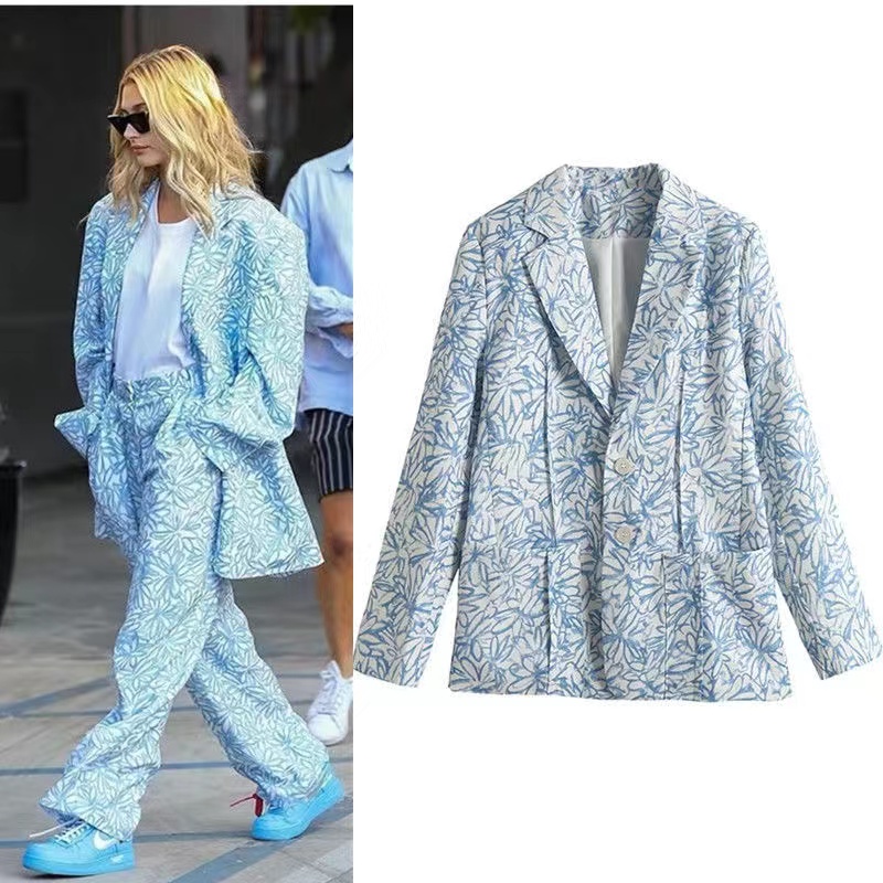 royalfamily weekend's star-studded festivities were Womens Suits Blazers Hayley The same style of temperament flower printing W105