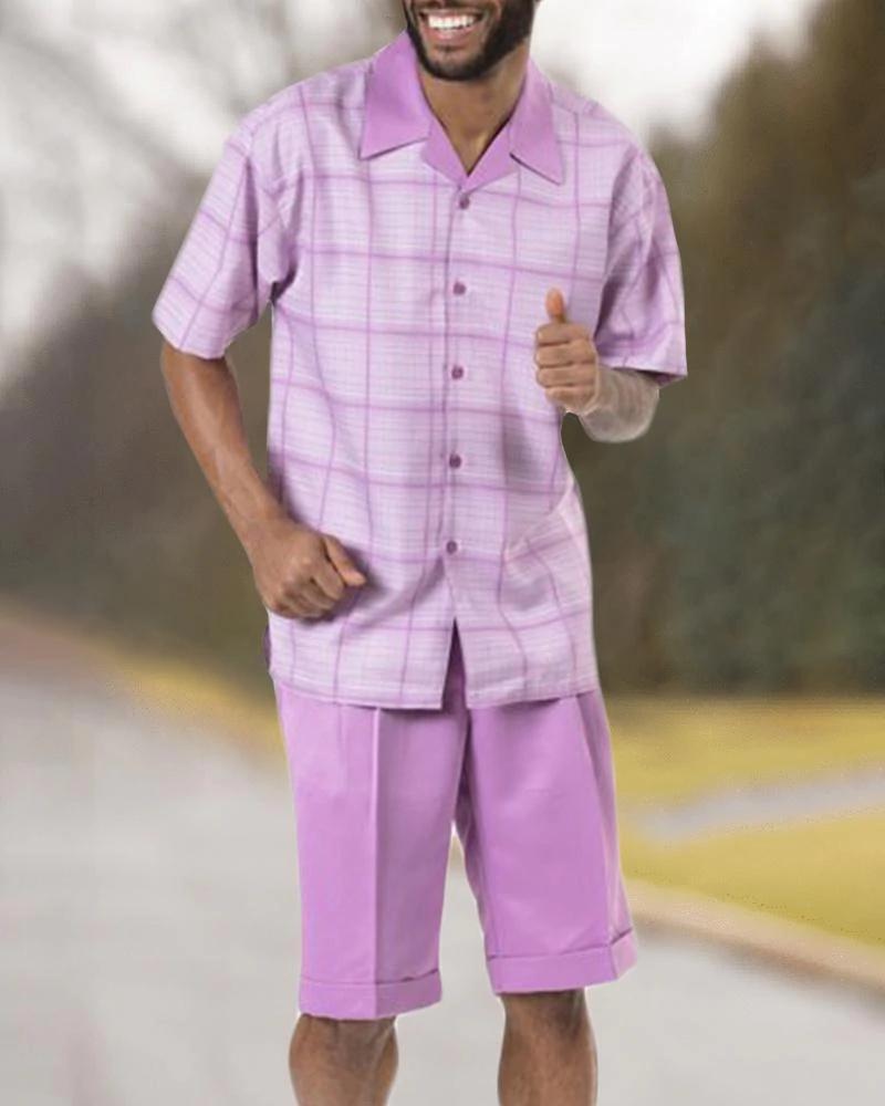 

Men' Tracksuits Spring Summer Men' Street Walking Wear Suit Outdoor High Quality Single Breasted Shirt Short Sleeve Shorts SuitMen, 37