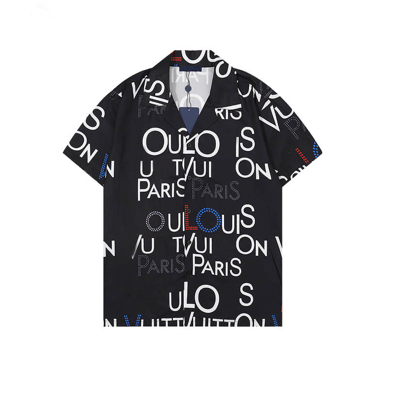 

22ss Luxury Designer Shirts Mens Fashion Geometric classic print black bowling shirt Hawaii Floral Casual Shirts Men Slim Fit Short Sleeve, Customize