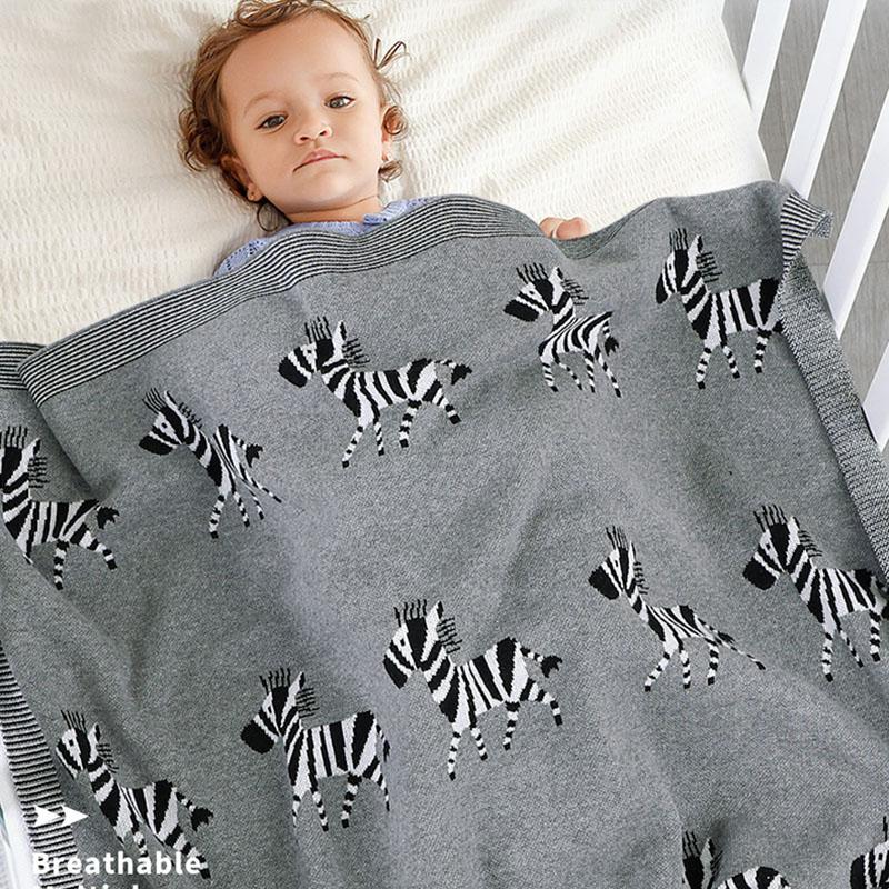 

Jumpsuits Autumn Winter Infant Baby Boy Girl Knit Cartoon Zebra Jacquard Weave Blanket Born Quilt Boys Girls Hold BlanketJumpsuits, 82w391 light blue