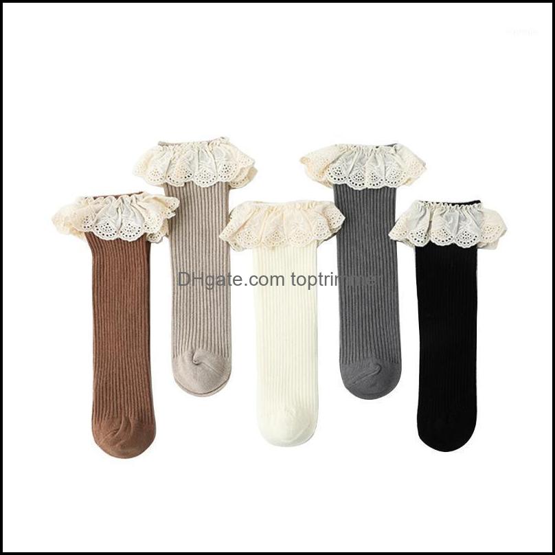 

Kid Baby Socks Cotton Lace Ruffles Girls Knee Spring Summer Solid Kids Infant Toddler High 0-8Y Drop Delivery 2021 Clothing Baby Maternit, Gray