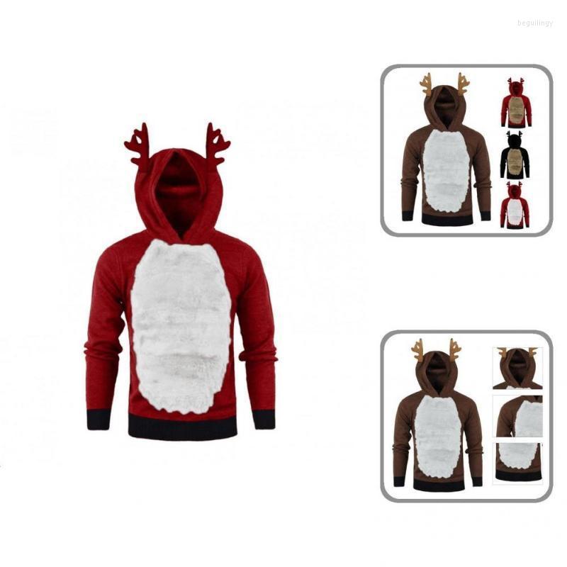 

Men's Sweaters Warm Terrific Elk Ear Vivid Cute Christmas Party Hoodie Holiday Pullover For Daily WearMen's Begu22, Army green