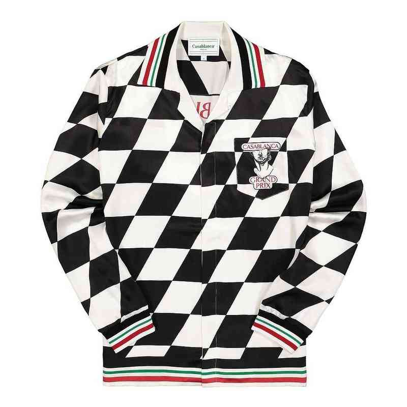 

Casablanca men black and white check silk shirt designer button up shirts, Checked