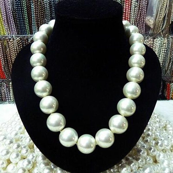 

Rare Huge 18mm Genuine White South Sea Shell Pearl Round Beads Necklace 18'' AAA
