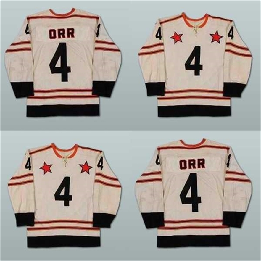 

MThr vintage Cheap Mens 4 Bobby Orr All Star Ice Hockey Jerseys Stitched Sewn NEW Embroidery Accept Mix Order, Beige