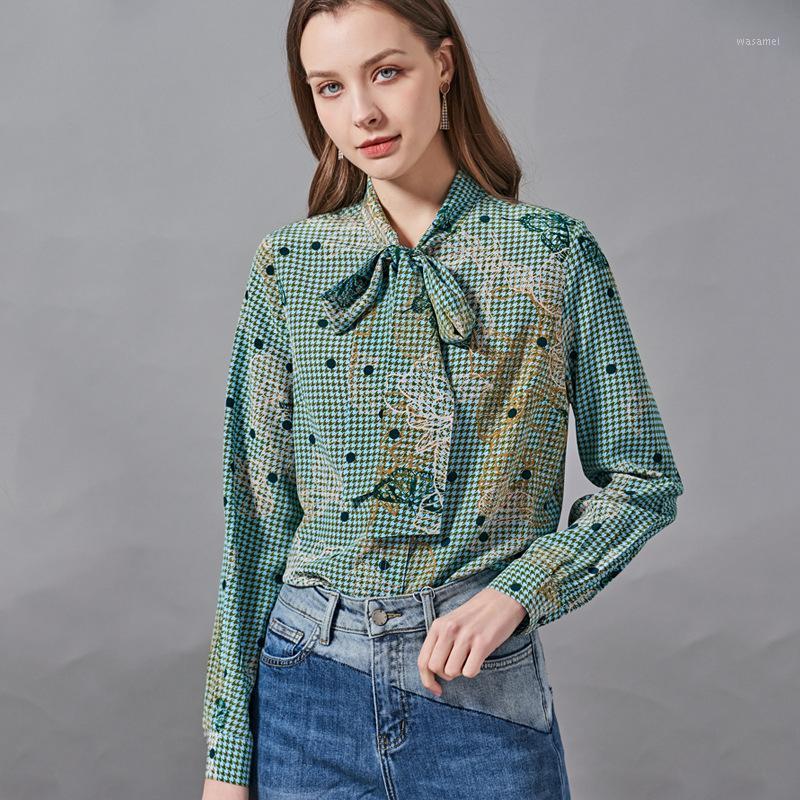 

Women' Blouses And Tops Silk Green Retro Floral Bowtie Office Formal Casual Shirts Plus Large Size Spring Summer Sexy Femme Men, Mixed